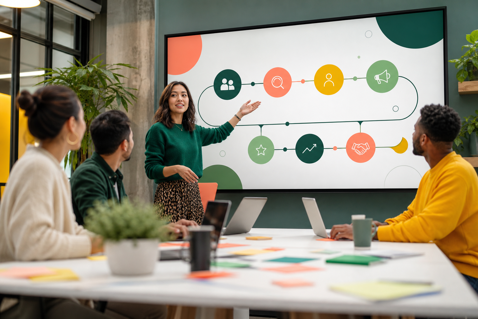 agency workflow diagram for creator onboarding, briefs, payouts, and reports